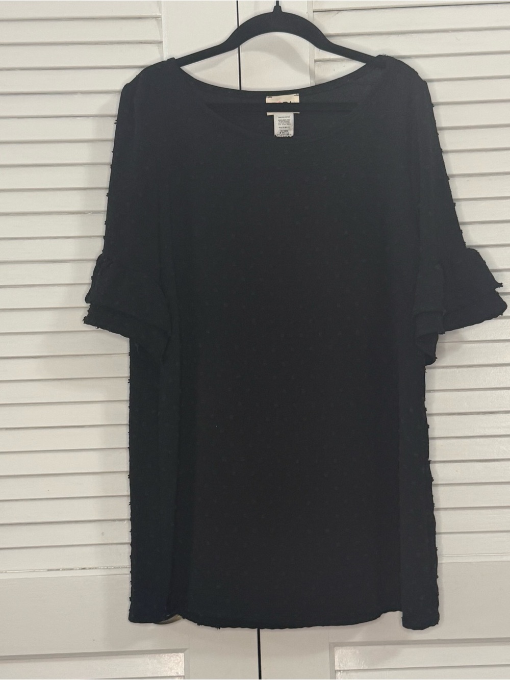 BiBi Black Mini Dress with Ruffle Sleeves